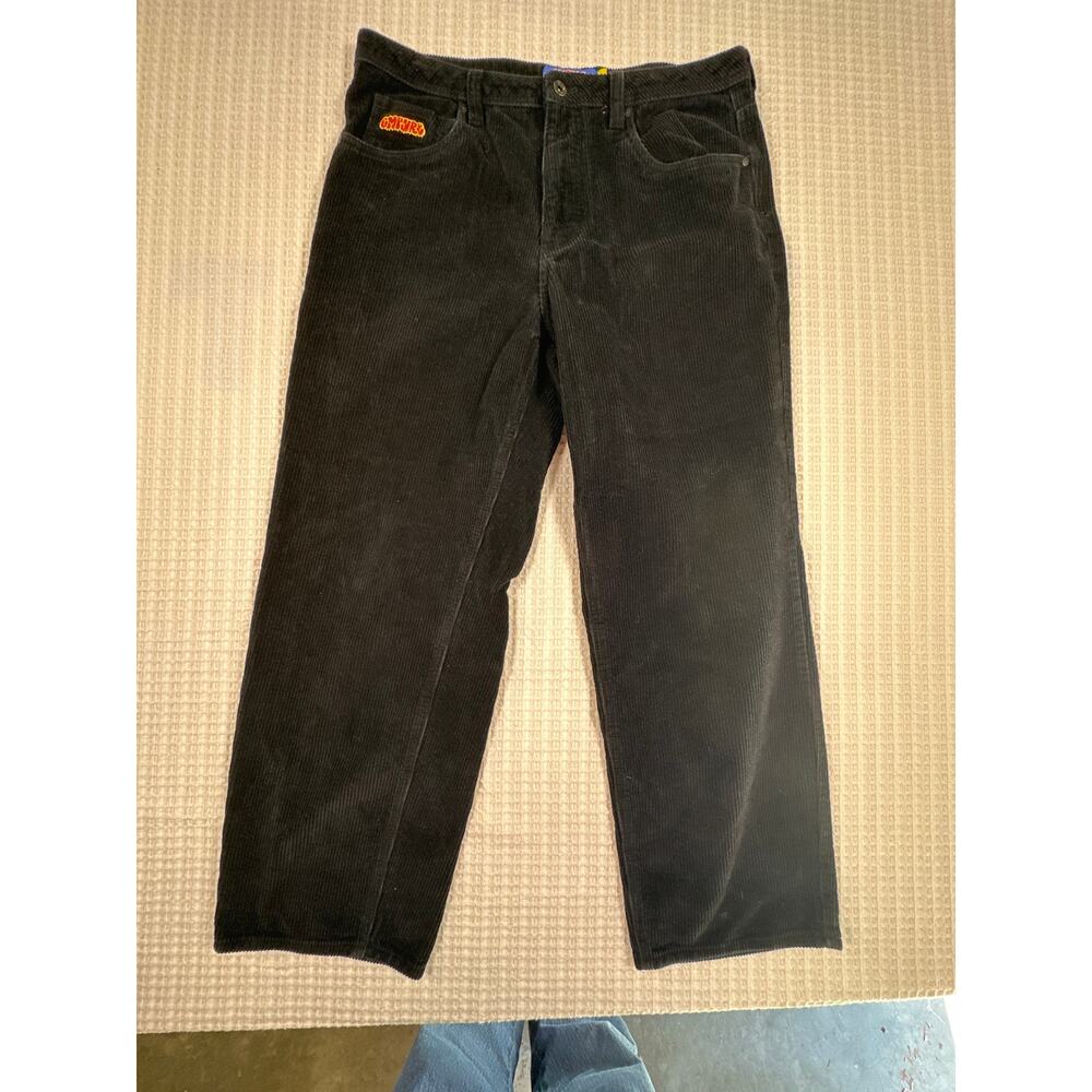 GMPYRE Women's Black Corduroy Pant 34x29 Relax Fit Retro Y2K Style